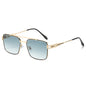 (6 PACK) Wholesale Sunglasses New Arrival Fashion Double Bridge Cut Edge Metal Men Women 2024 - BulkSunglassesWholesale.com - Gold Frame Gradient Green Lens