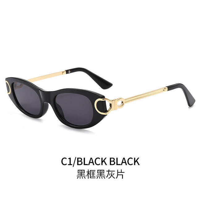(6 PACK) Wholesale Sunglasses Square New Arrival Trendy Punk Women Street Fashion Round 2024 - BulkSunglassesWholesale.com - Black Frame Black Black Lens Hover Image