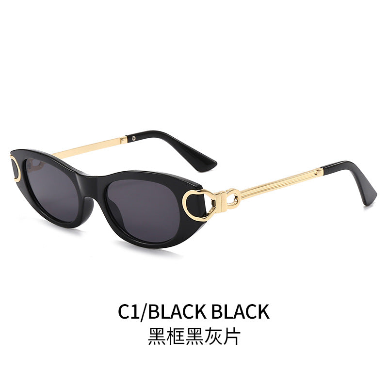 (6 PACK) Wholesale Sunglasses Square New Arrival Trendy Punk Women Street Fashion Round 2024 - BulkSunglassesWholesale.com - Black Frame Black Black Lens