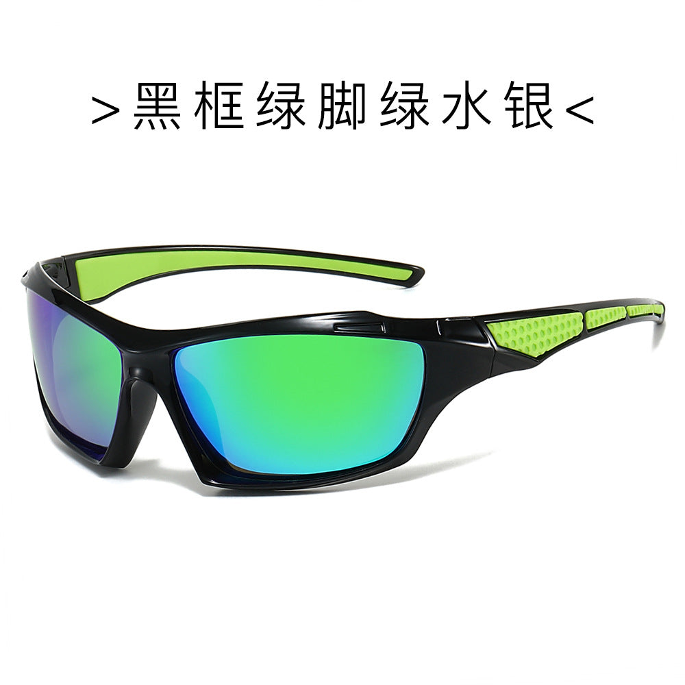 (6 PACK) Wholesale Sunglasses New Arrival New Arrival Unisex Polarized Outdoor Night Vision Cycling Sport 2024 - BulkSunglassesWholesale.com - Black Frame Green Temple Green Mirrored