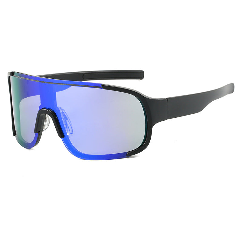 (12 PACK) Wholesale Sports Sunglasses New Arrival Unisex Outdoor Sport Cycling 2024 - BulkSunglassesWholesale.com - Black Frame Blue Mirrored