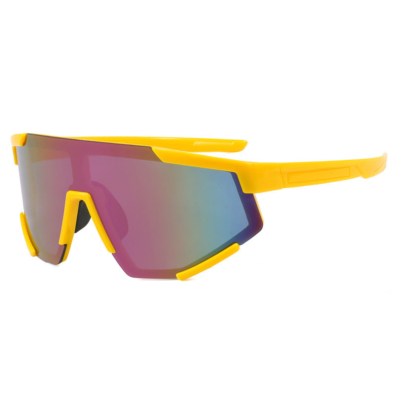 (12 PACK) Wholesale Sports Sunglasses New Arrival Sport Unisex Cycling 2024 - BulkSunglassesWholesale.com - Yellow Frame Purple Mirrored