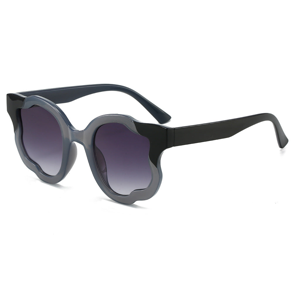 (6 PACK) Wholesale Sunglasses New Arrival Fashion Unique Hip Hop Round 2024 - BulkSunglassesWholesale.com - Black Frame Gradient Black Lens