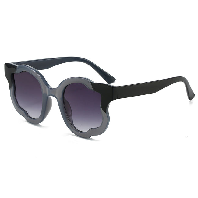 (6 PACK) Wholesale Sunglasses New Arrival Fashion Unique Hip Hop Round 2024 - BulkSunglassesWholesale.com - Black Frame Gradient Black Lens Hover Image