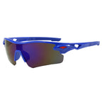 (12 PACK) Wholesale Sports Sunglasses Cycling Unisex New Arrival Outdoor Sport 2024 - BulkSunglassesWholesale.com - Blue Frame Blue Mirrored