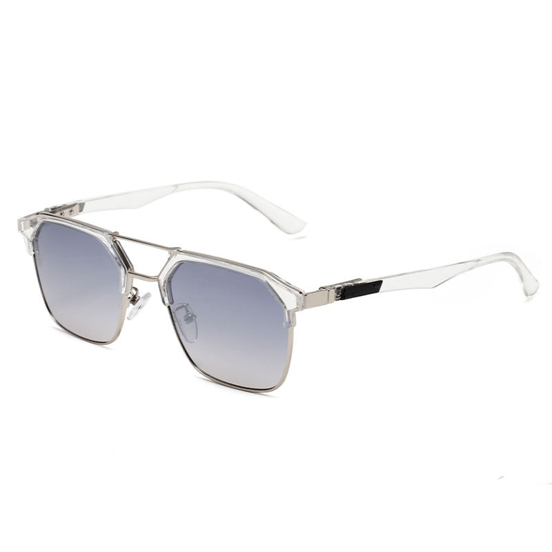 (6 PACK) Wholesale Sunglasses Metal Vintage Trendy Street 2024 - BulkSunglassesWholesale.com - Silver Frame Grey