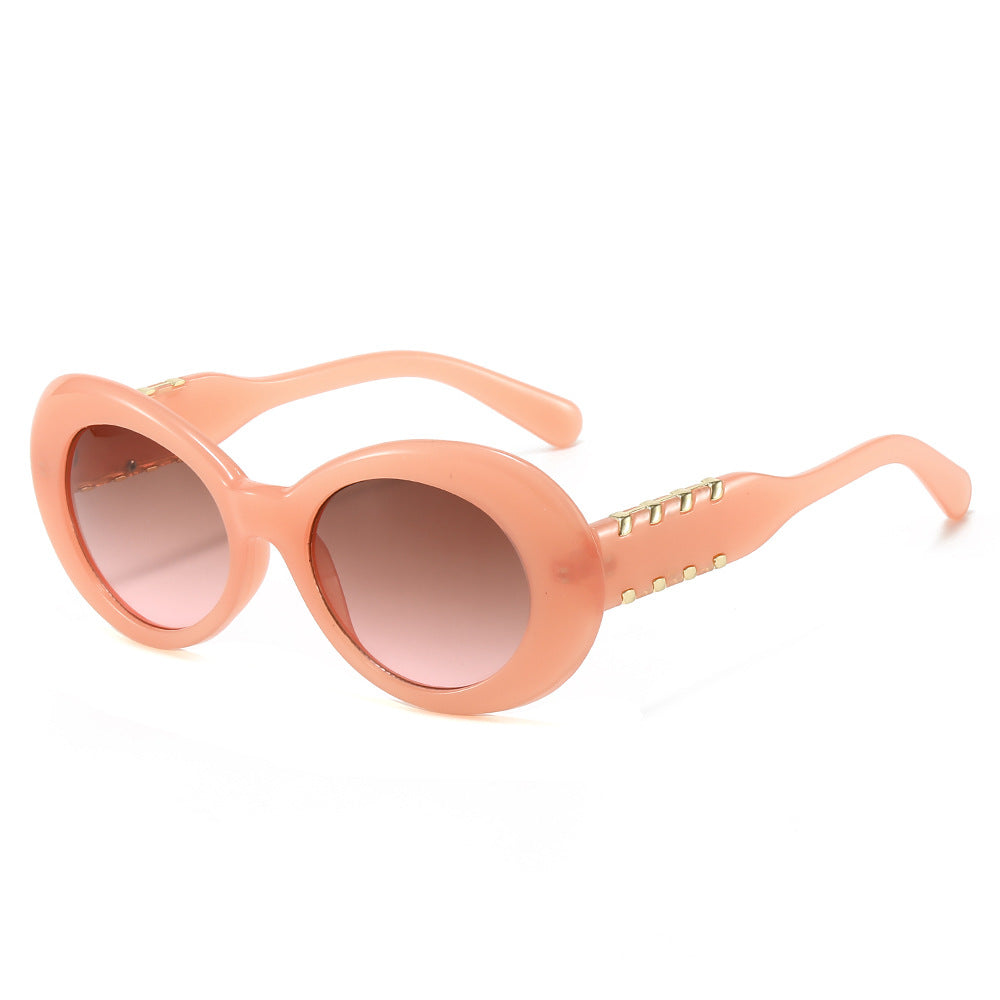 (6 PACK) Wholesale Sunglasses New Arrival Oval Fashion Unique Women 2025 - BulkSunglassesWholesale.com - Pink Frame Tea Pink Lens