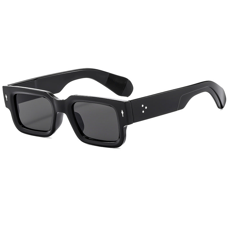 (6 PACK) Wholesale Sunglasses Fashion Square Women Men Vintage 2024 - BulkSunglassesWholesale.com - Shiny Black Frame Black Lens