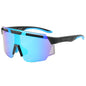 (12 PACK) Wholesale Sports Sunglasses New Arrival Cycling Unisex One Piece Oversized Outdoor Sport Trendy 2024 - BulkSunglassesWholesale.com - Black Frame Blue Mirrored