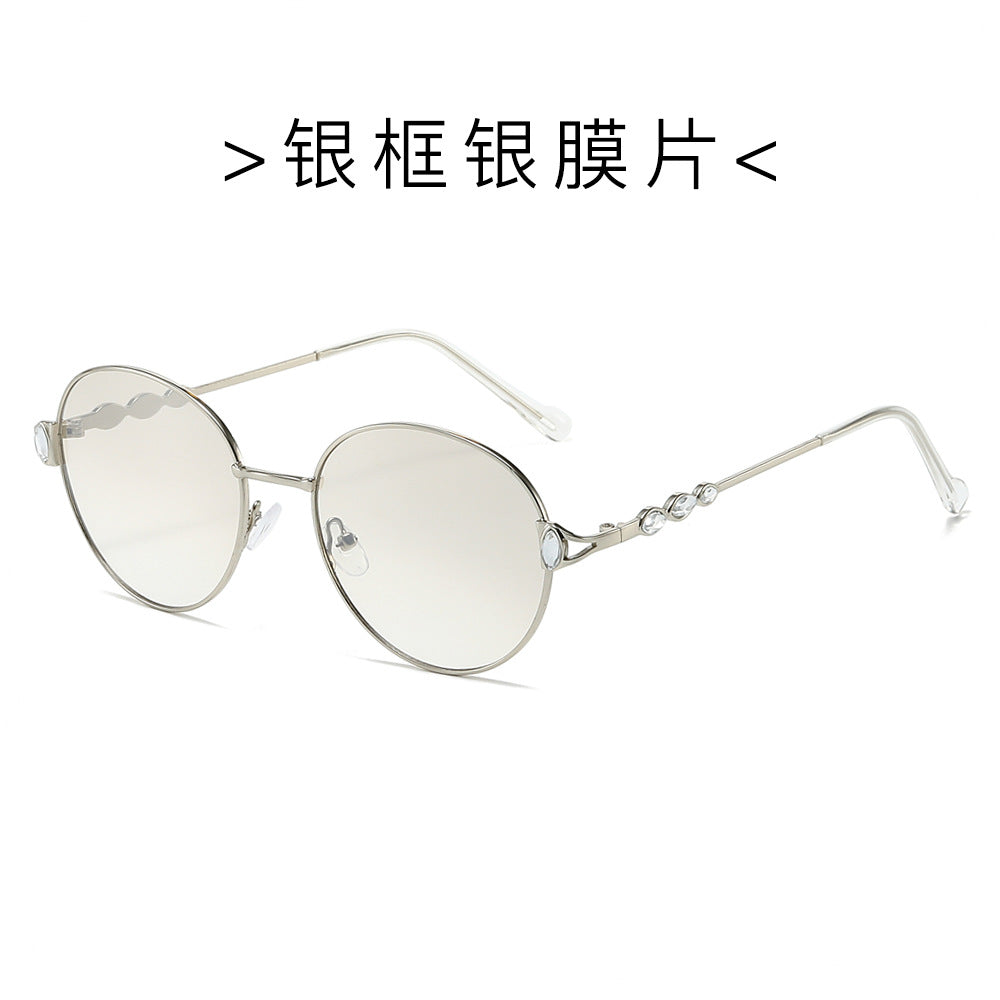 (6 PACK) Wholesale Sunglasses New Arrival Round Unique Metal Unisex Trendy Fashion 2024 - BulkSunglassesWholesale.com - Silver Frame Silver Mirrored Lens