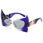 (6 PACK) Wholesale Sunglasses New Arrival Unique Fashion Trendy Bat 2024 - BulkSunglassesWholesale.com - Grey Purple Frame Black Lens