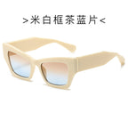(6 PACK) Wholesale Sunglasses New Arrival Square Men Trendy 2024 - BulkSunglassesWholesale.com - Beige White Frame Tea Blue Lens