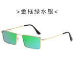 (6 PACK) Wholesale Sunglasses Metal Square Small Women Fashion Vintage Unique Street Trendy 2024 - BulkSunglassesWholesale.com - Gold Frame Green Mirrored