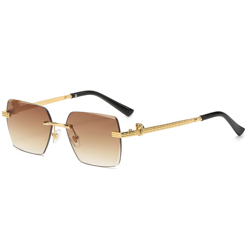 (6 PACK) Wholesale Sunglasses Fashion Square New Arrival Unique Street Trendy 2024 - BulkSunglassesWholesale.com - Gold Frame Gradient Tea