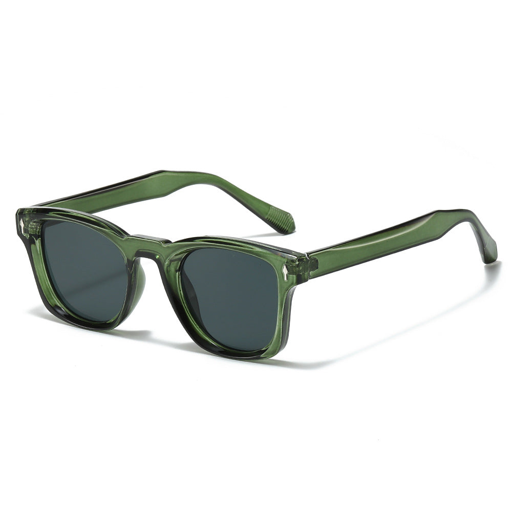 (6 PACK) Wholesale Sunglasses New Arrival Square Unique Fashion Unisex 2025 - BulkSunglassesWholesale.com - Clear Green Frame Black Lens