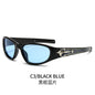 (6 PACK) Wholesale Sunglasses New Arrival Sport Fashion Trendy Vintage Unisex 2024 - BulkSunglassesWholesale.com - Black Frame Blue Lens