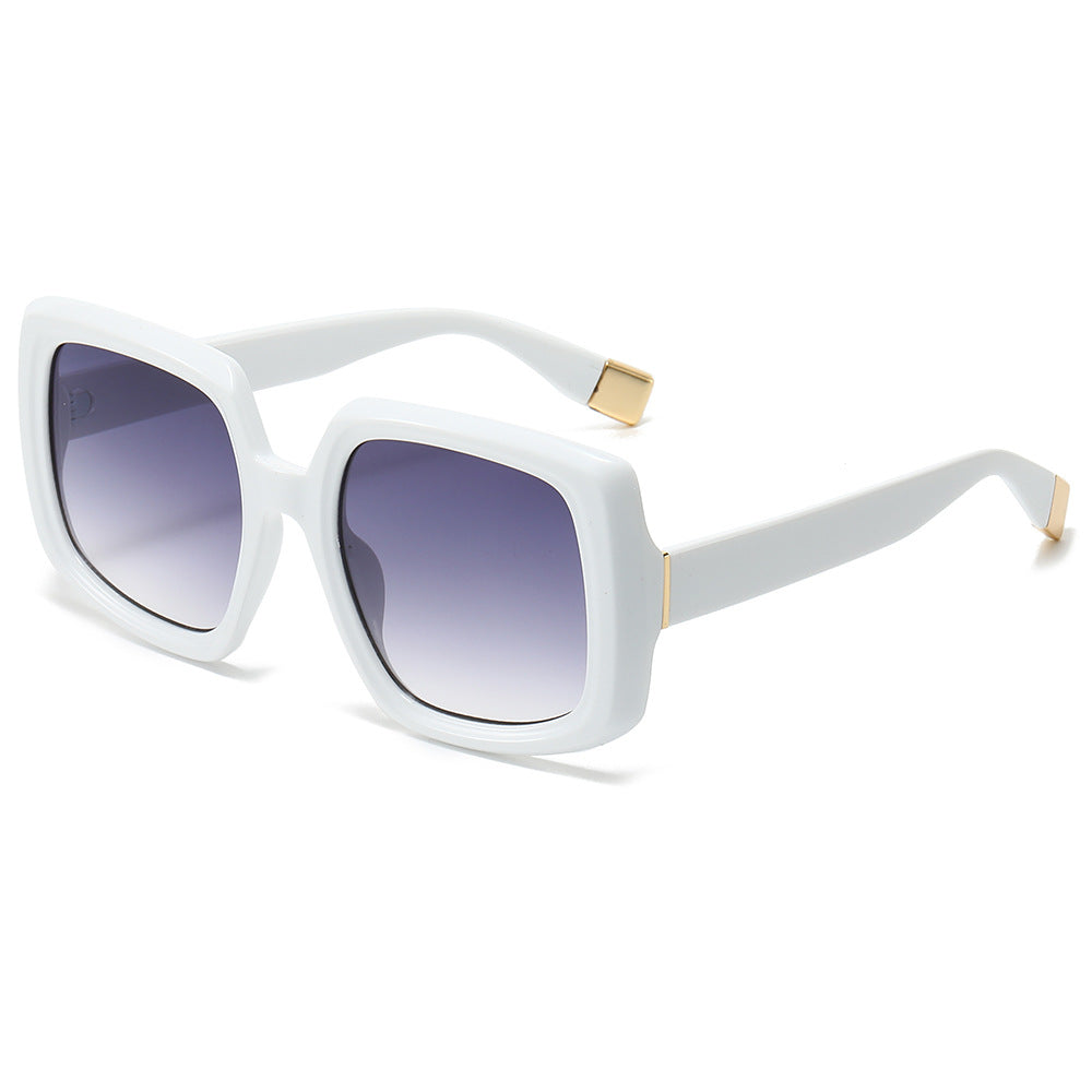 (6 PACK) Wholesale Sunglasses New Arrival Square Colorful Trendy Fashion Women 2024 - BulkSunglassesWholesale.com - White Frame Gradient Black Lens