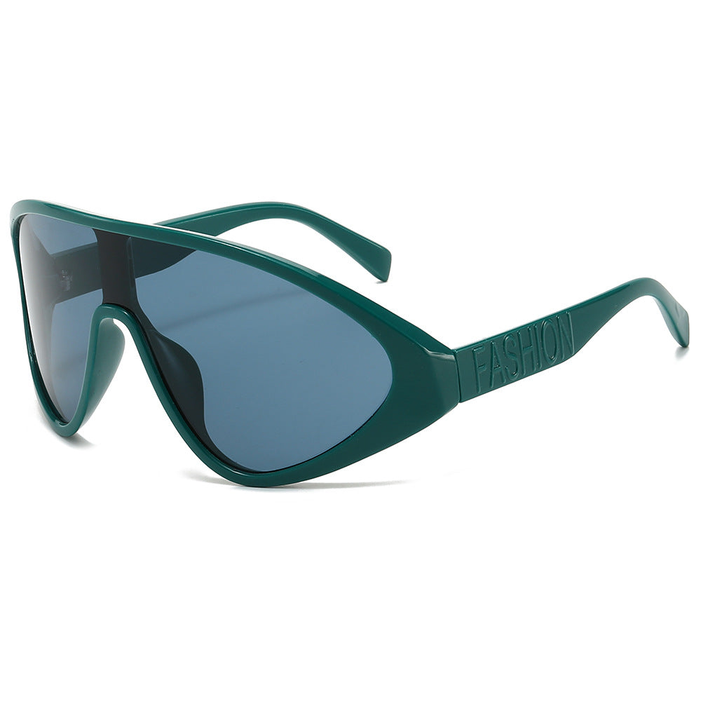 (6 PACK) Wholesale Sunglasses Aviator New Arrival Oversized One Piece Outdoor Windproof Street 2024 - BulkSunglassesWholesale.com - Green Frame Green Lens