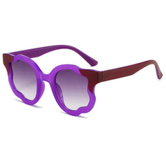 (6 PACK) Wholesale Sunglasses New Arrival Fashion Unique Hip Hop Round 2024 - BulkSunglassesWholesale.com - Purple Frame Purple Lens