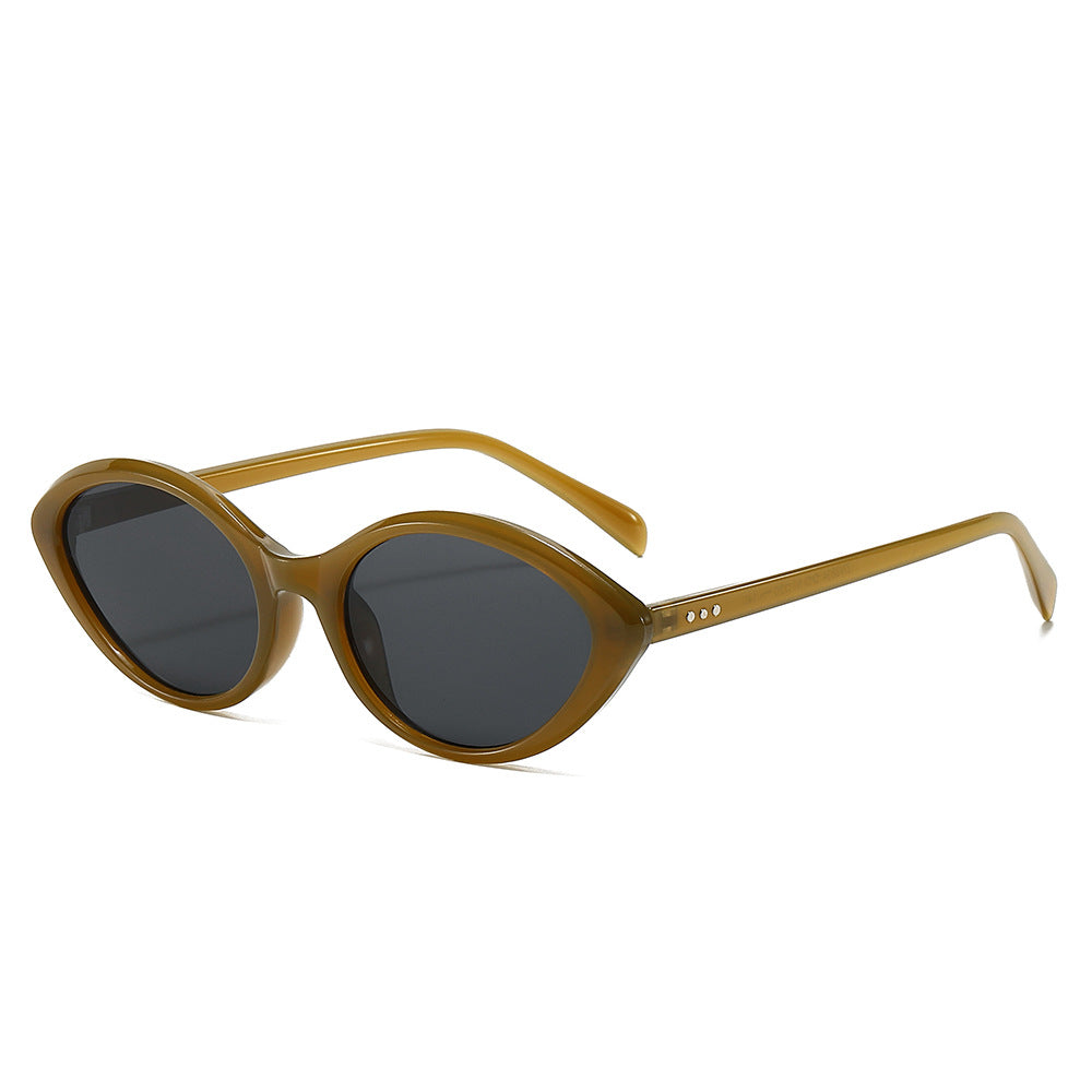 (6 PACK) Wholesale Sunglasses New Arrival Small Cat Eye Women Street Fashion Trendy Women 2024 - BulkSunglassesWholesale.com - Green Frame Green Lens