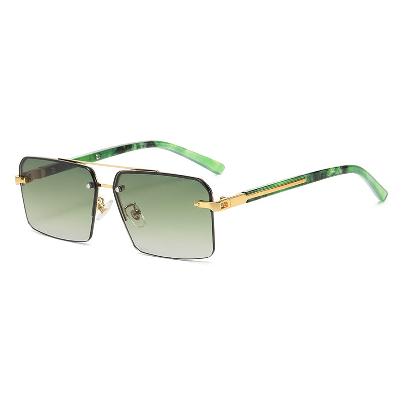 (6 PACK) Wholesale Sunglasses New Arrival Square Trendy Fashion Unisex Semirimless 2024 - BulkSunglassesWholesale.com - Gradient Green