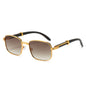 (6 PACK) Wholesale Sunglasses New Arrival Vintage Wood Grain Square Women Trendy Fashion 2024 - BulkSunglassesWholesale.com - Gold Frame Gradient Tea Lens