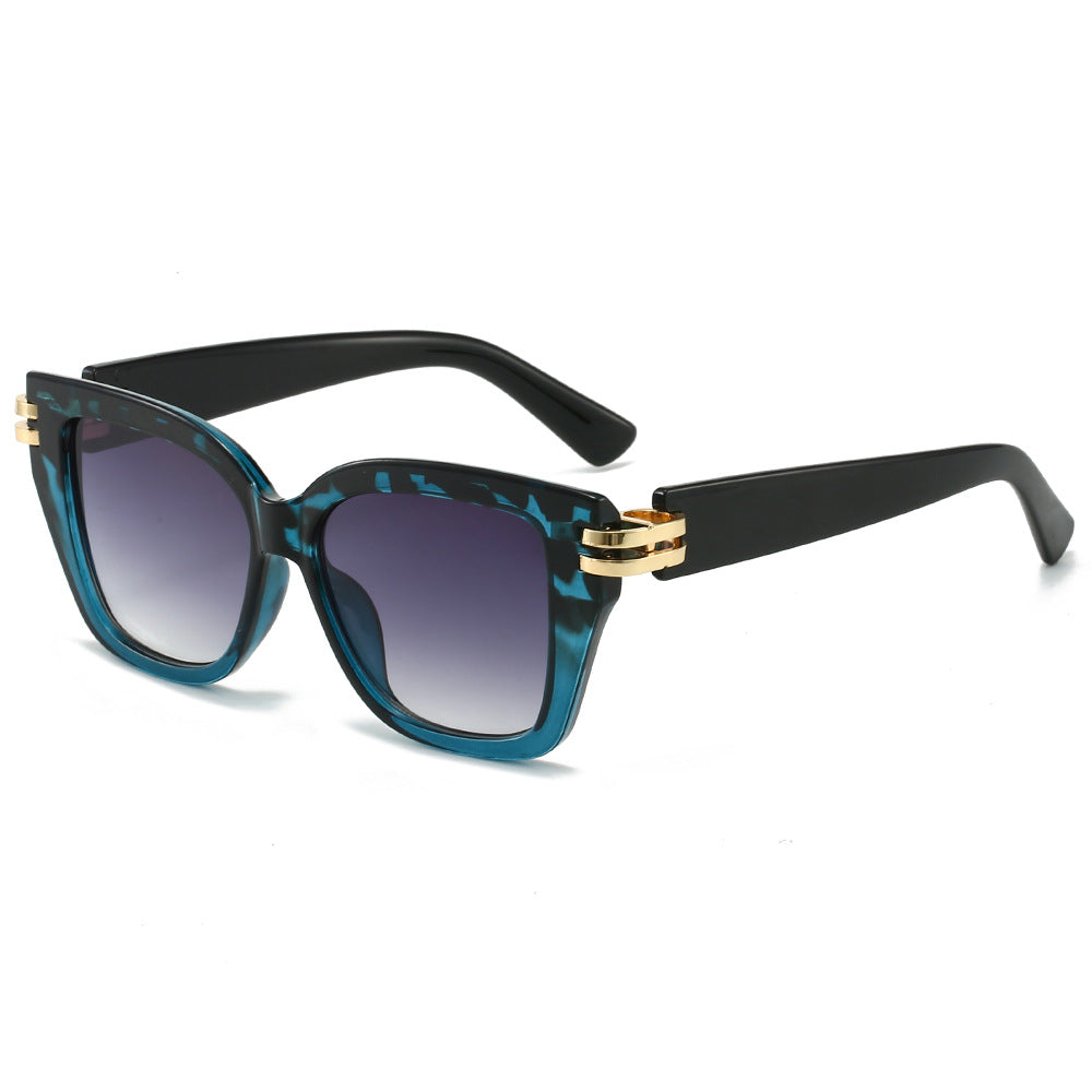 (6 PACK) Wholesale Sunglasses New Arrival Fashion Square Oversized Women 2024 - BulkSunglassesWholesale.com - Blue Frame Gradient Black Lens