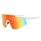 (12 PACK) Wholesale Sports Sunglasses New Arrival Sport Unisex Cycling 2024 - BulkSunglassesWholesale.com - White Frame Red Mirrored