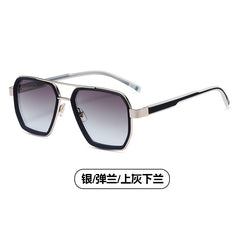 (6 PACK) Wholesale Sunglasses Small Trendy Street Vintage 2024 - BulkSunglassesWholesale.com - Silver Frame Grey Blue