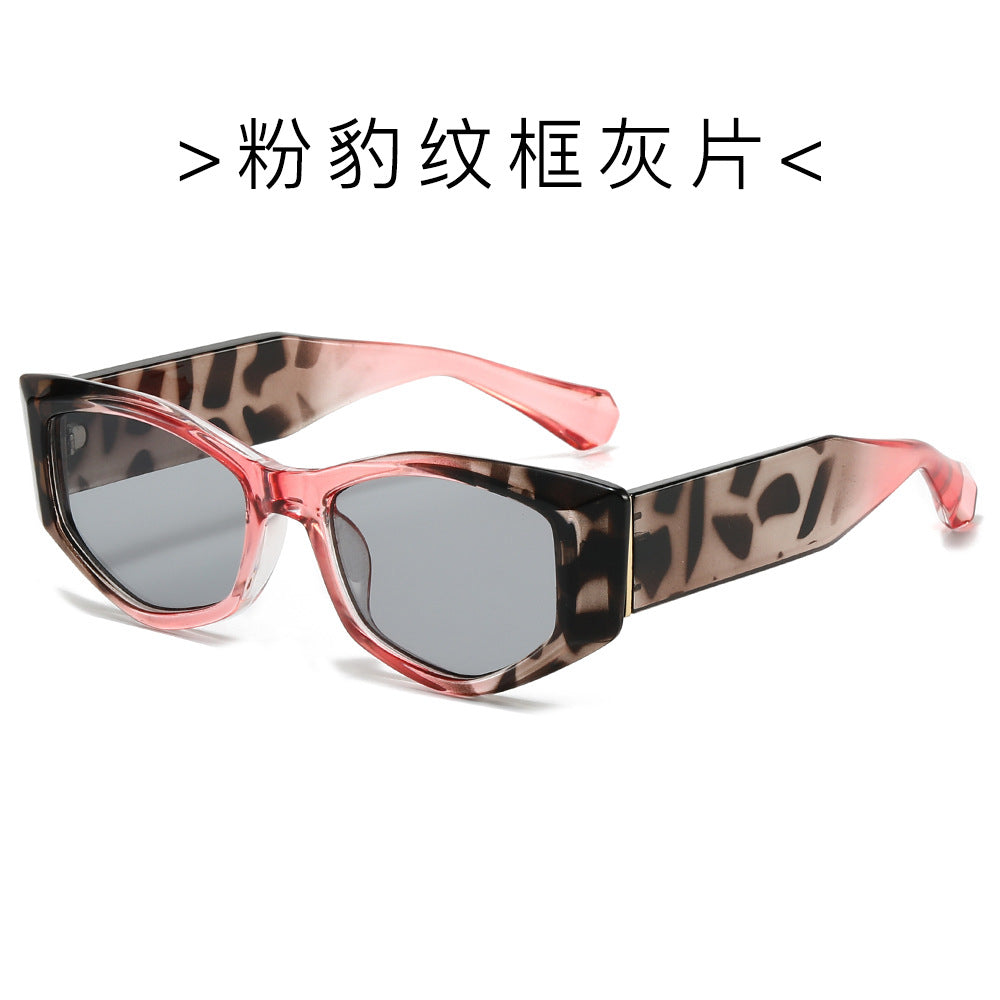 (6 PACK) Wholesale Sunglasses Unique New Arrival Trendy Cat Eye Women 2024 - BulkSunglassesWholesale.com - Pink Leopard Print Frame Black Lens