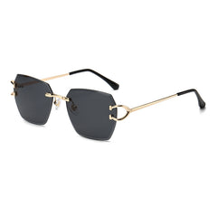 (6 PACK) Wholesale Sunglasses Fashion Metal Oversized Square Cut Edge Street Trendy 2024 - BulkSunglassesWholesale.com - Gold Frame Black Grey