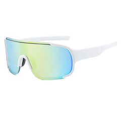 (12 PACK) Wholesale Sports Sunglasses New Arrival Unisex Outdoor Sport Cycling 2024 - BulkSunglassesWholesale.com - White Frame Gold Mirrored