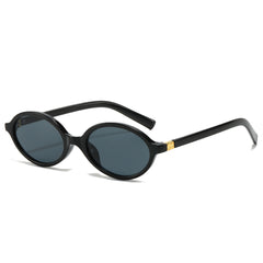 (6 PACK) Wholesale Sunglasses Fashion Oval Small Women Women 2024 - BulkSunglassesWholesale.com - Black Frame Black Lens