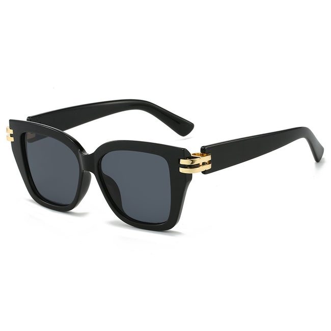 (6 PACK) Wholesale Sunglasses New Arrival Fashion Square Oversized Women 2024 - BulkSunglassesWholesale.com - Black Frame Black Lens Hover Image