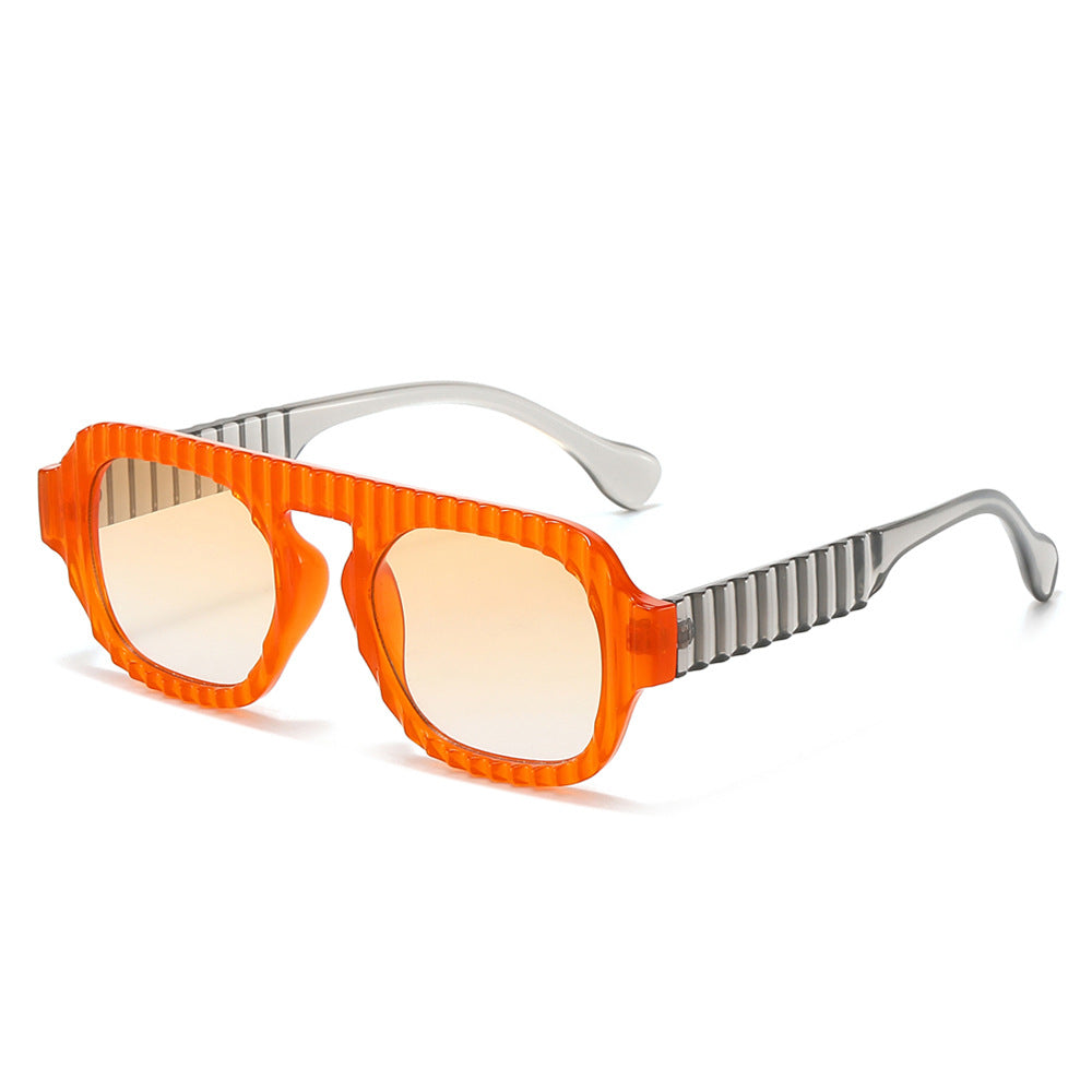 (6 PACK) Wholesale Sunglasses New Arrival Aviator Women Fashion Vintage 2024 - BulkSunglassesWholesale.com - Orange Frame Gradient Orange Lens