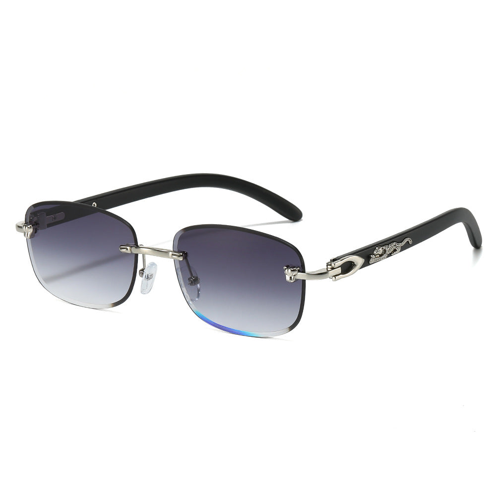 (6 PACK) Wholesale Sunglasses New Arrival Rimless Unique Square Fashion Unisex 2025 - BulkSunglassesWholesale.com - Silver Frame Gradient Black Lens