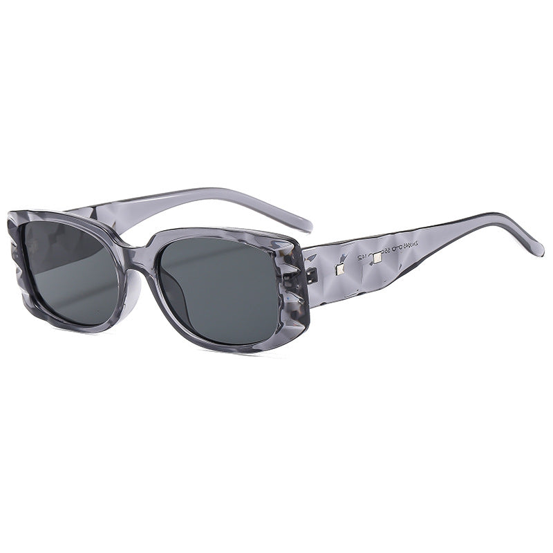(6 PACK) Wholesale Sunglasses New Arrival Square Fashion Square Fashion Unisex 2024 - BulkSunglassesWholesale.com - Clear Grey Frame Black Lens
