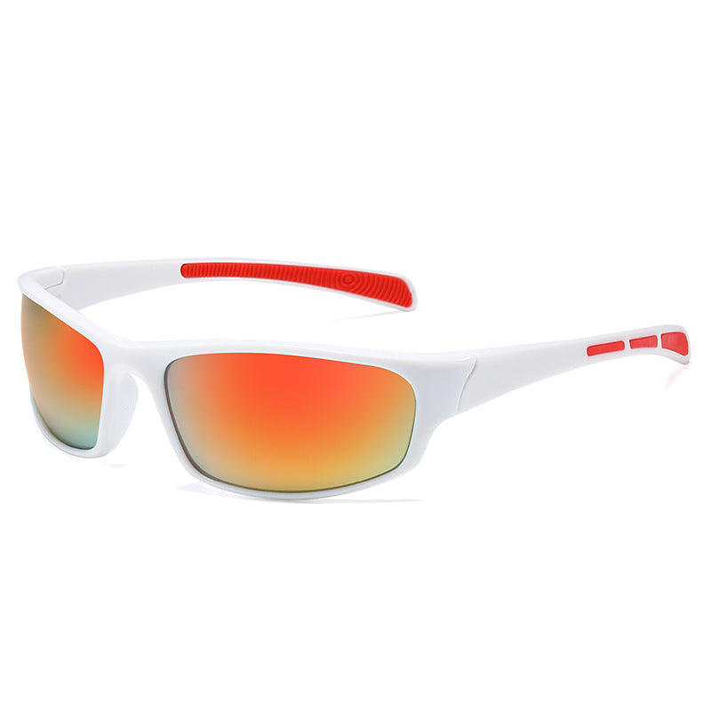 (12 PACK) Wholesale Sports Sunglasses New Arrival Unisex Outdoor Sport Cycling 2024 - BulkSunglassesWholesale.com - White Frame Red Mirrored