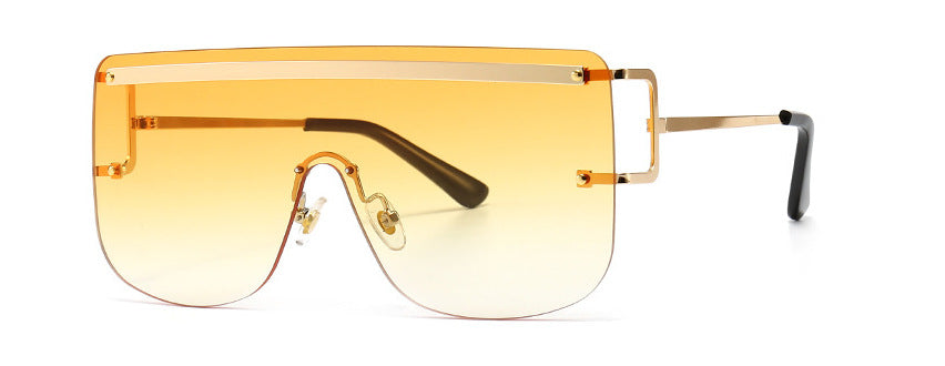 (6 PACK) Wholesale Sunglasses One Piece Flat Top Vintage Women 2024 - BulkSunglassesWholesale.com - Gold Gradient Yellow