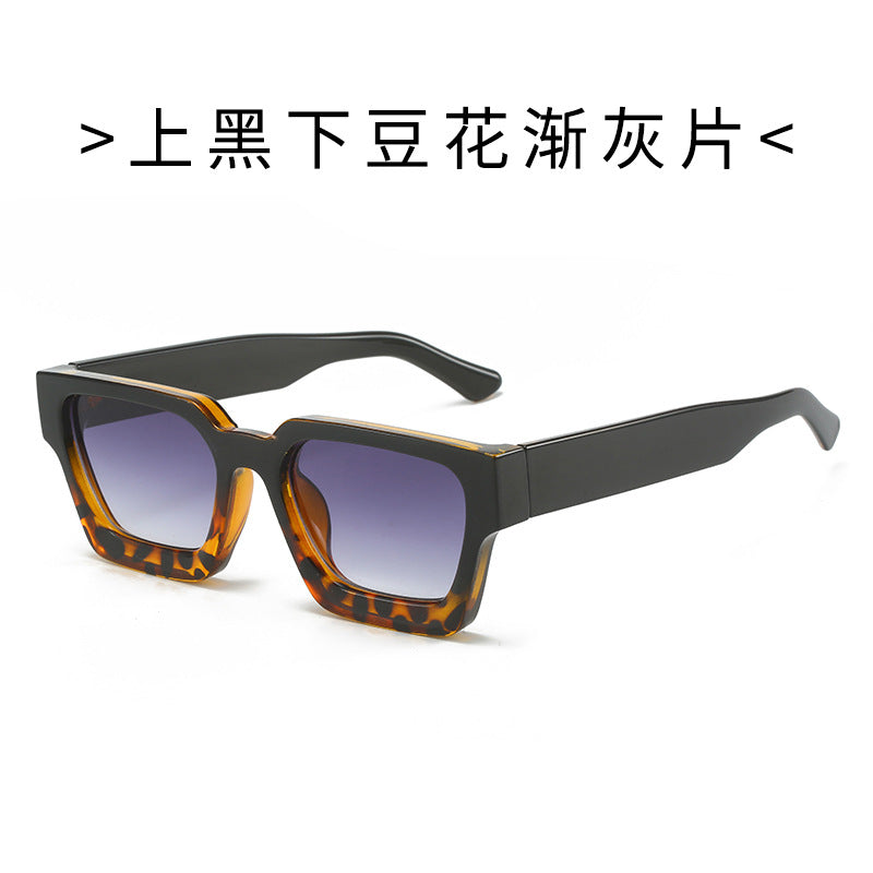 (6 PACK) Wholesale Sunglasses Square New Arrival Trendy Square Unique Oversized 2024 - BulkSunglassesWholesale.com - Black Leopard Print