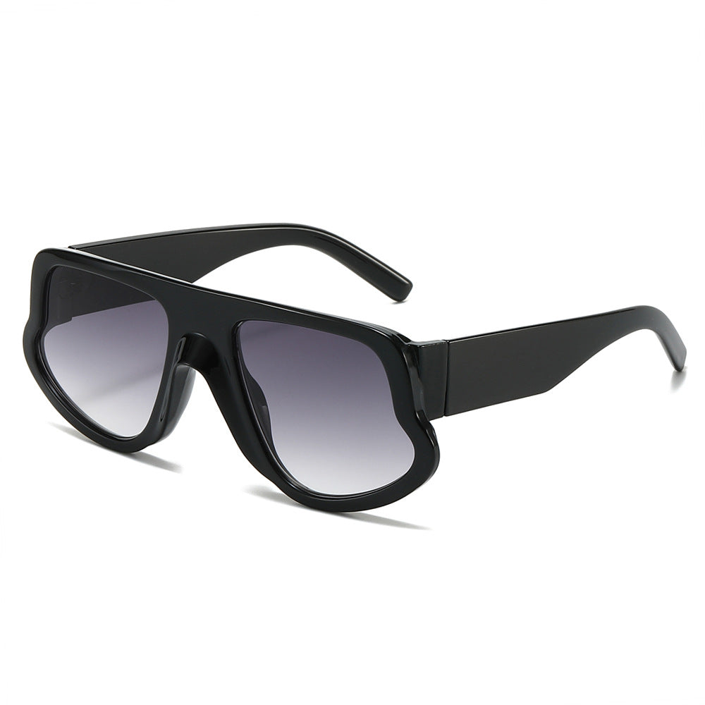 (6 PACK) Wholesale Sunglasses New Arrival Wide Fashion Oversized Trendy 2025 - BulkSunglassesWholesale.com - Black Frame Gradient Black Lens