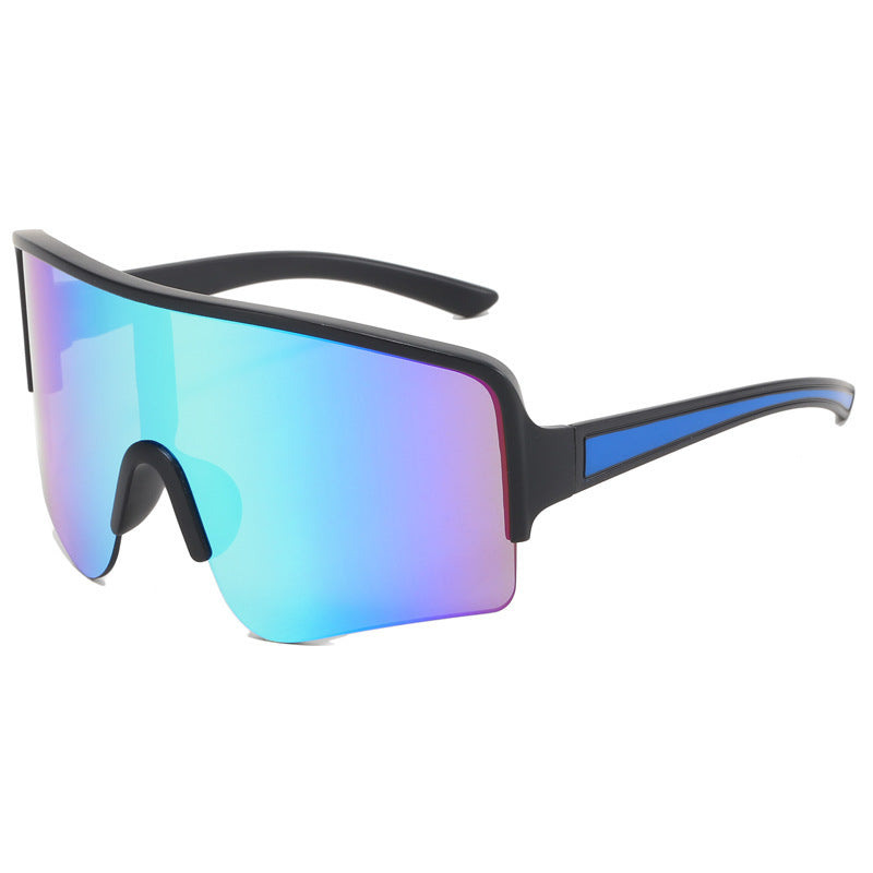 (12 PACK) Wholesale Sports Sunglasses Outdoor Sport Kids Cycling 2024 - BulkSunglassesWholesale.com - Black Frame Blue Mirrored