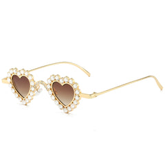 (6 PACK) Wholesale Sunglasses New Arrival Rhinestone Unique Small Rhinestone Fashion Women 2024 - BulkSunglassesWholesale.com - Gold Frame Gradient Tea Lens