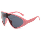 (6 PACK) Wholesale Sunglasses Aviator New Arrival Oversized One Piece Outdoor Windproof Street 2024 - BulkSunglassesWholesale.com - Pink Frame Black Lens