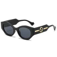 (6 PACK) Wholesale Sunglasses New Arrival Cat Eye Men Fashion Unique 2024 - BulkSunglassesWholesale.com - Black Frame Black Lens