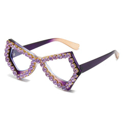 (6 PACK) Wholesale Sunglasses Women Fashion Oversized Rhinestone Butterfly Unique 2024 - BulkSunglassesWholesale.com - Purple Frame Purple