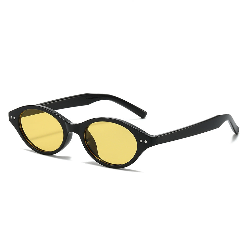 (6 PACK) Wholesale Sunglasses New Arrival Small Women Antiblue Light 2025 - BulkSunglassesWholesale.com - Shiny Black Frame Yellow Lens
