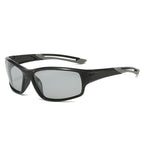 (12 PACK) Wholesale Sports Sunglasses Unisex New Arrival Polarized Night Vision Cycling Outdoor Sport 2024 - BulkSunglassesWholesale.com - Shiny Black Grey Temple Photochromic Black Lens