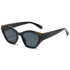 (6 PACK) Wholesale Sunglasses New Arrival Fashion Unique Small Women 2024 - BulkSunglassesWholesale.com - Black Temple Tea Frame Black Black Lens