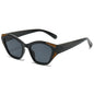 (6 PACK) Wholesale Sunglasses New Arrival Fashion Unique Small Women 2024 - BulkSunglassesWholesale.com - Black Temple Tea Frame Black Black Lens